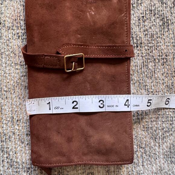 Mark Cross England Vintage Suede Jewelry Roll Travel Organizer Pouch Brown - Picture 11 of 12